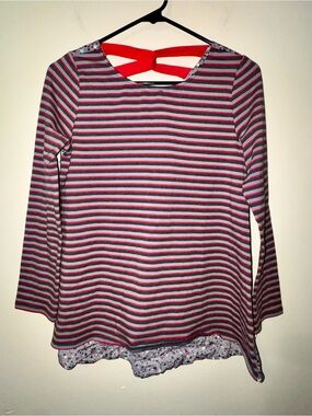 NWT Matilda Jane Land Among the Stars Gray Star and Striped Print Top